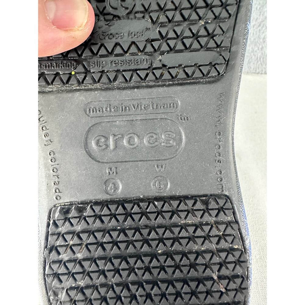 Crocs Womens 6 Men's 4 Bistro Slip Resistant Unisex Clog Black Lightning Comfort - Picture 7 of 8